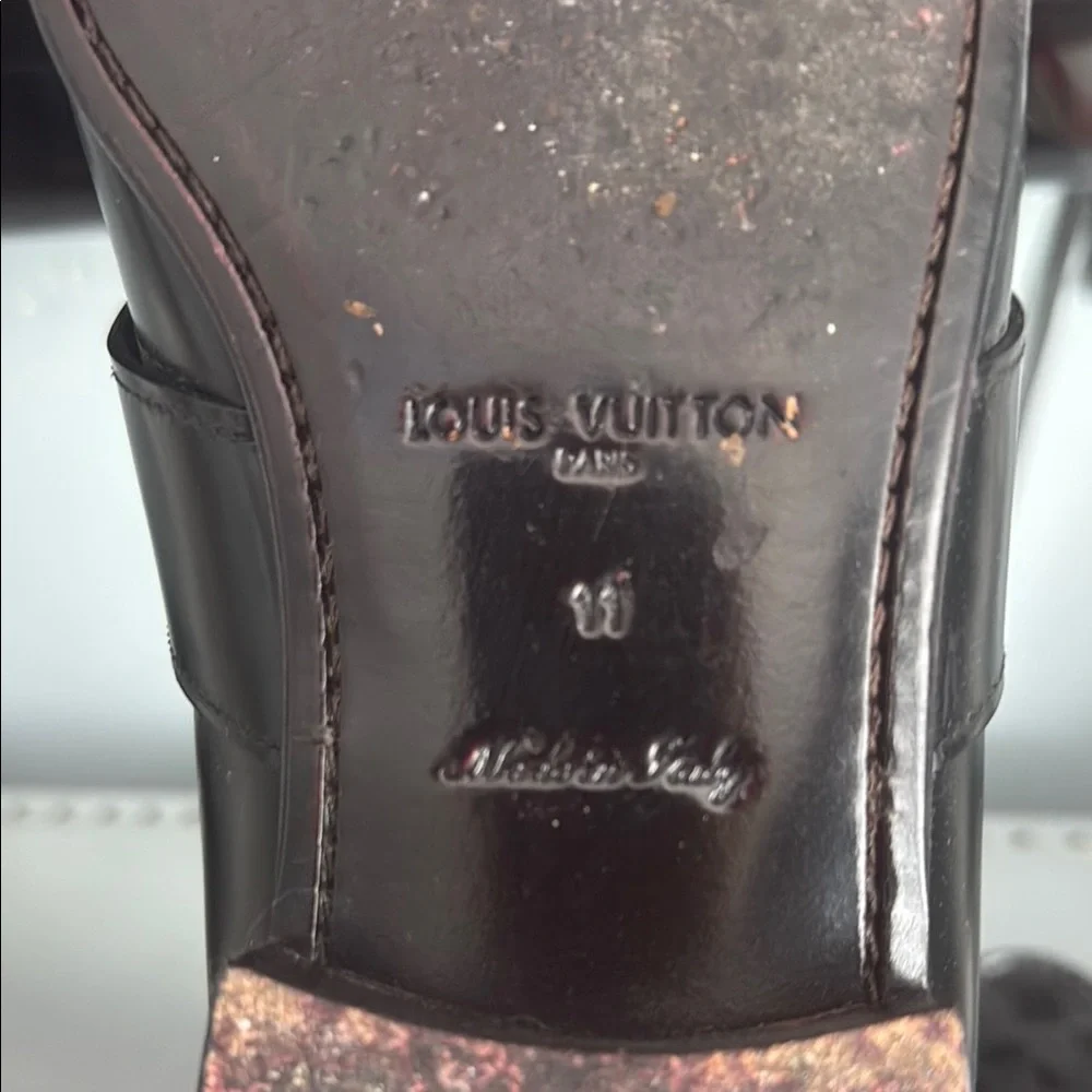 Louis Vuitton Damier Embossed Leather Outline Penny Slip On Loafers